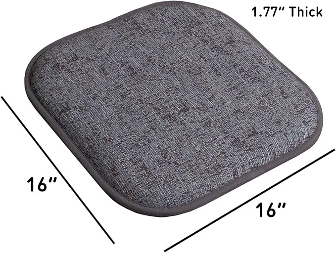 Sweet Home Collection Chair Cushion Memory Foam Pads Honeycomb Pattern Slip Non Skid Rubber Back Rounded Square 16" x 16" Seat Cover, 2 Pack, Broadway Multi Blue