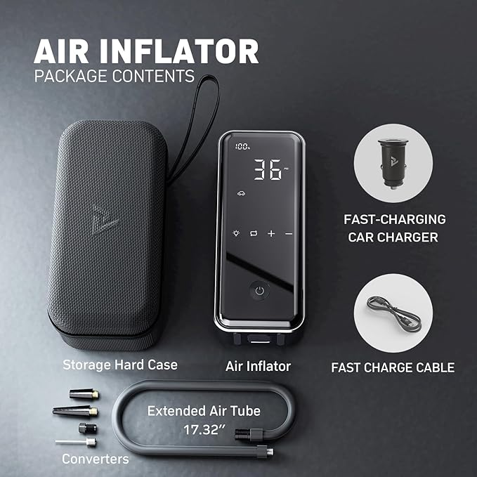 MotorX Tire Inflator Portable Air Compressor 2nd Generation, Large Tire Inflator Speed Level 30 Seconds Fast Inflation Air Pump, 15000mAh Battery Capacity, 65W 5X Fast Charging, Deluxe Package.