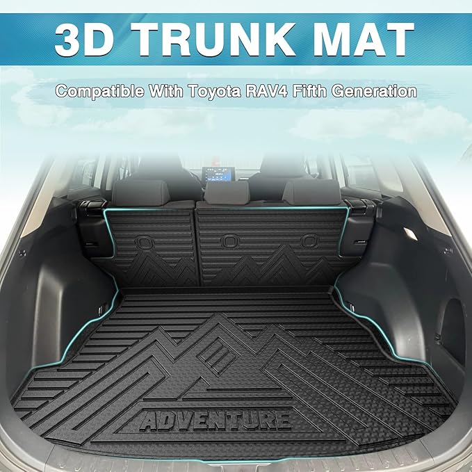 Mixsuper Cargo Liner for Toyota RAV4 2019-2025 Cargo Mat Backrest Mat for RAV4 All Weather Trunk Mat Backrest Mat TPE Back Seat Cover Protector for RAV4 Accessories