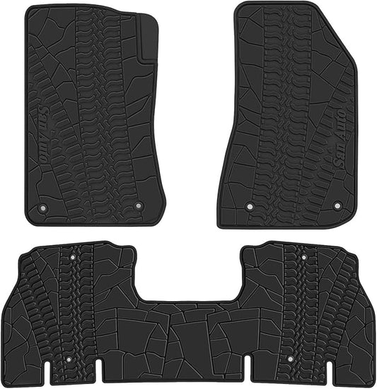 Car Floor Mat for Jeep Wrangler JL 4x4 Door Sahara Rubicon 2018-2025 2026 Custom Fit Full Black Rubber Auto Floor Liner Mat All Weather Heavy Duty - Not Fit 4XE