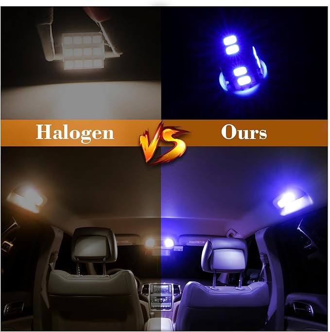 iFunyLED 24 Pieces Dome Light LED Car Interior Bulb Kit Set 194 T10 DE3175 578 31mm 42mm Bulbs Interior Replacement Lights for Car Map License Plate Door Side Marker Cornering Trunk Light - Blue