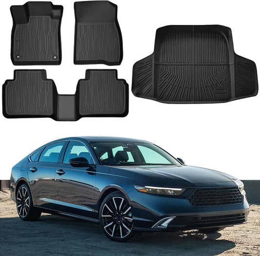 Floor Mats & Trunk Mat Fit for 2023 2024 2025 2026 Honda Accord (Include Hybrid), All Weather Protection TPE, Anti-Slip Floor Mats & Cargo Liner for 23-26 Accord Accessories