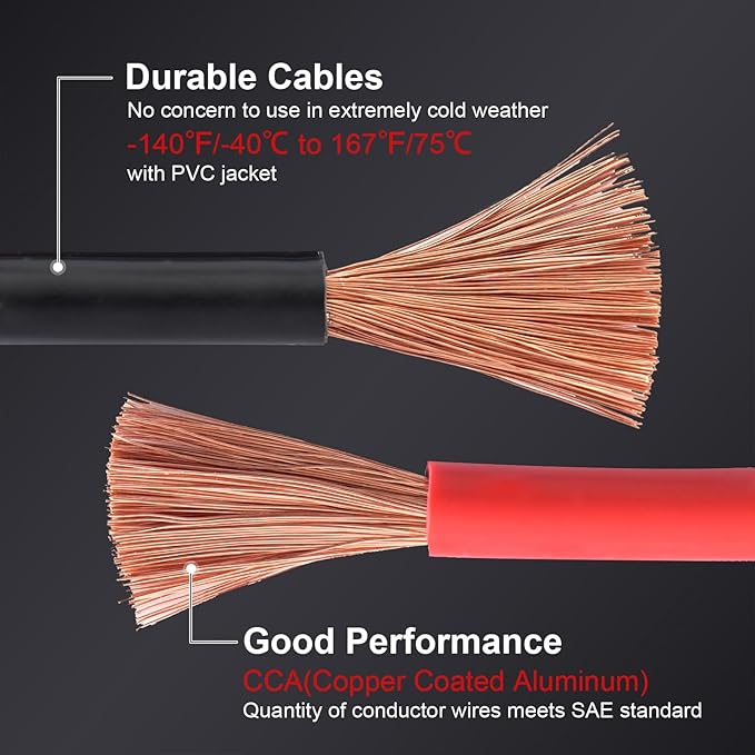 TOPDC 8 Gauge 12 Feet Jumper Cables for Car Battery, Heavy Duty Automotive Booster Cables for Jump Starting Dead or Weak Batteries with Carry Bag,(TD-P0812) (Pack of 2)