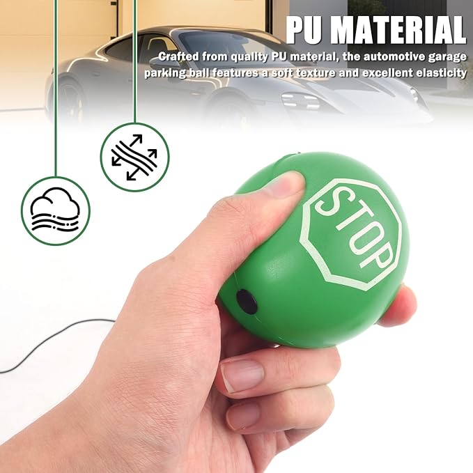 2PCS Garage Tennis Ball Parking Aid,Anti-Collision Hanging Garage Parking Aids for Cars with 13ft Rope,Universal Garages Parkings Stops Ball Garages Accessories for Car (Green/2PCS)