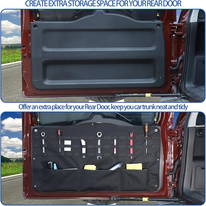 Tailgate Storage Bags Compatible with Toyota FJ Cruiser 2007-2021, Back Door Panel Hanging Organizer Multi-Compartment Oxford Cloth Car Storage Bag Space Saving (Hanging Bag)