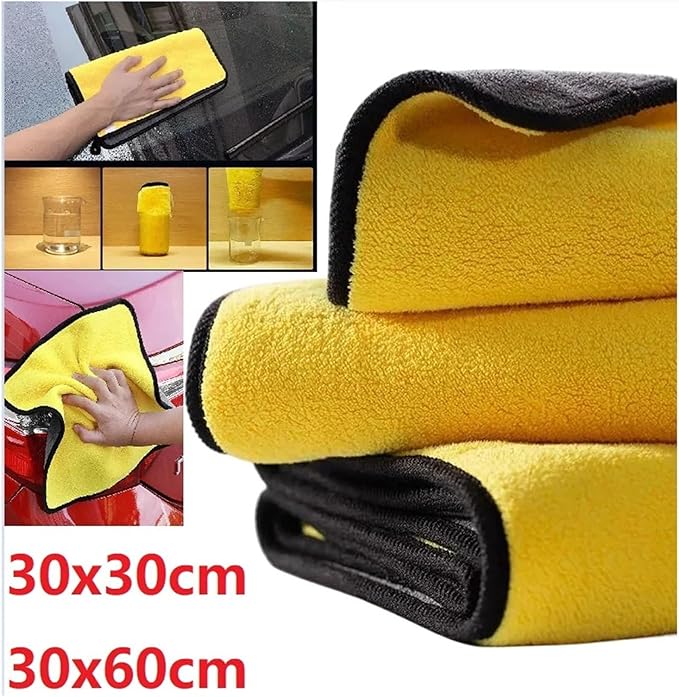 3/5/10Pcs Car Wash Microfiber Towel Set - 30 * 30CM & 30 * 60CM Absorbent Drying & Cleaning Cloth fit for Detailing, Kitchen, Glass and Household Use(5pcs 30-30cm)