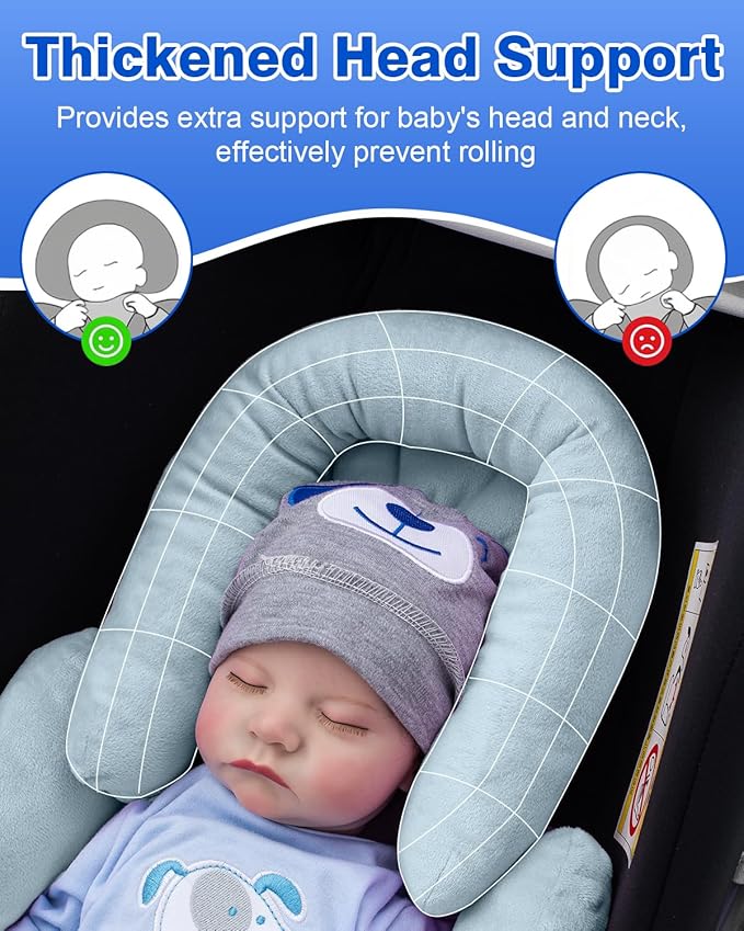 Infant Insert Compatible with Mamaroo/Graco Swing/Doona Stroller, Thickened Baby Car Seat Head Support with Shoulder Covers, Breathable Newborn Carseat Insert for Preemie to Infant