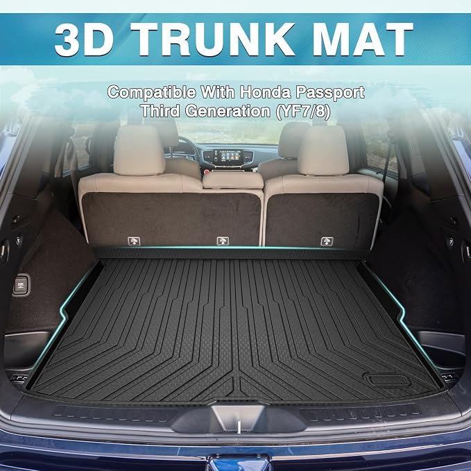 Mixsuper Cargo Liner Custom Fit for 2019-2025 Honda Passport All Weather Trunk Liner Anti-Slip Rear Cargo Mat Black