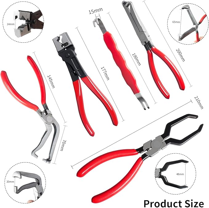 8 Pieces Electrical Disconnect Pliers for Cars, Automotive Electrical Plug Connector Disconnect Tool and Connector Separator and Hose Clamp Pliers
