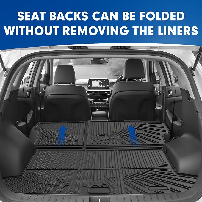 Mixsuper Cargo Liner for Hyundai Tucson 2022-2025 2026 Gas (Non for Hybrid& Plug-in Hybrid), All Weather Trunk Mat Backrest Mat TPE Back Seat Cover Protector for Tucson Accessories