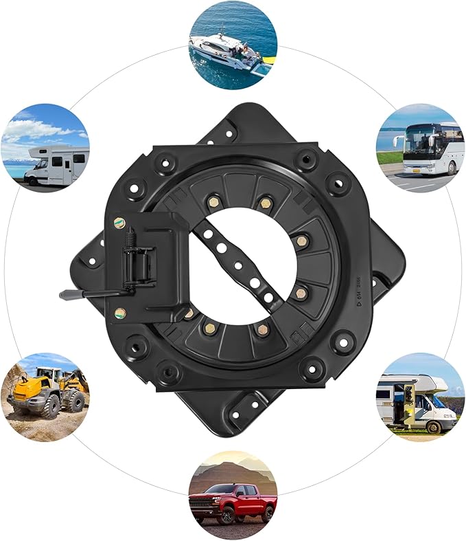 Steel Plate Swivel Seat Base, 360° Rotatable Sitz-Drehsockel W/Push Handle, 3.0mm Cold-Rolled Steel Plate & 4-Point Locking Design,Base Load 130kg For Vans Rvs Commercial Vehicles.