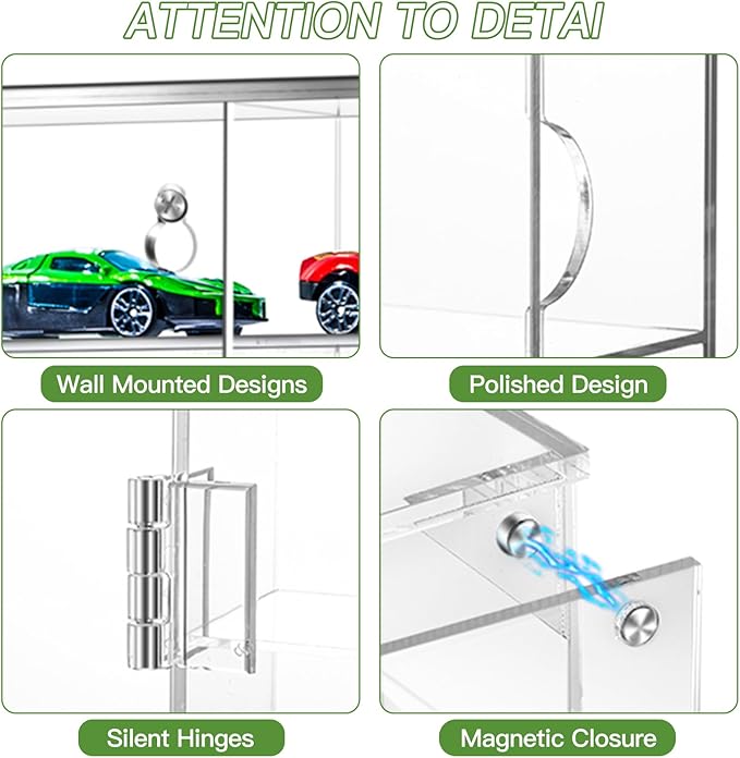 Acrylic Display Case for Hot Wheels Storage 1/64 Scale, 6 Levels 24 Slots Toy Cars Showcase Wall Mount or Desktop, Clear Display Organizer for Diecast Matchbox Model Car Tabletop