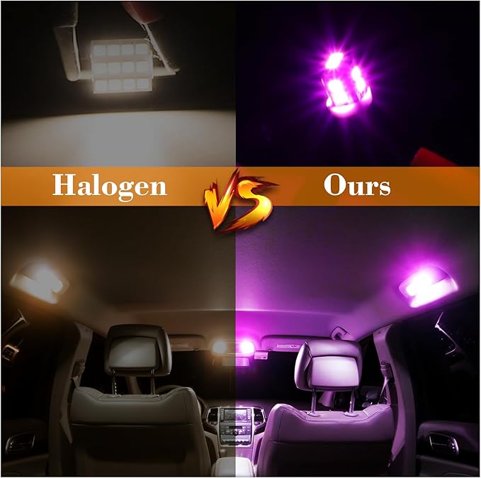 iFunyLED 24 Pieces Dome Light LED Car Interior Bulb Kit Set 194 T10 DE3175 578 31mm 42mm Bulbs Interior Replacement Lights for Car Map License Plate Door Side Marker Cornering Trunk Light - Purple