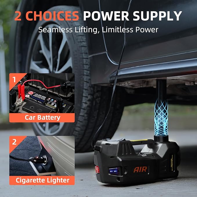 Electric Car Jack 5 Ton 12V Floor Jack with Inflator Pump Portable Hydraulic Jack Vehicle Lift for Car SUV Sedan MPV Tire Change with Led Light