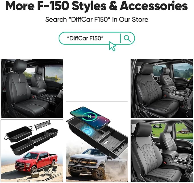 for Ford F150 Seat Covers 2015-2023 2024 2025 2026 (Only Front Seat Covers), Leather Pickup Truck Seat Covers Custom Fit for F-150 XL XLT (Not for Regular Cab) Waterproof Car Accessories Black