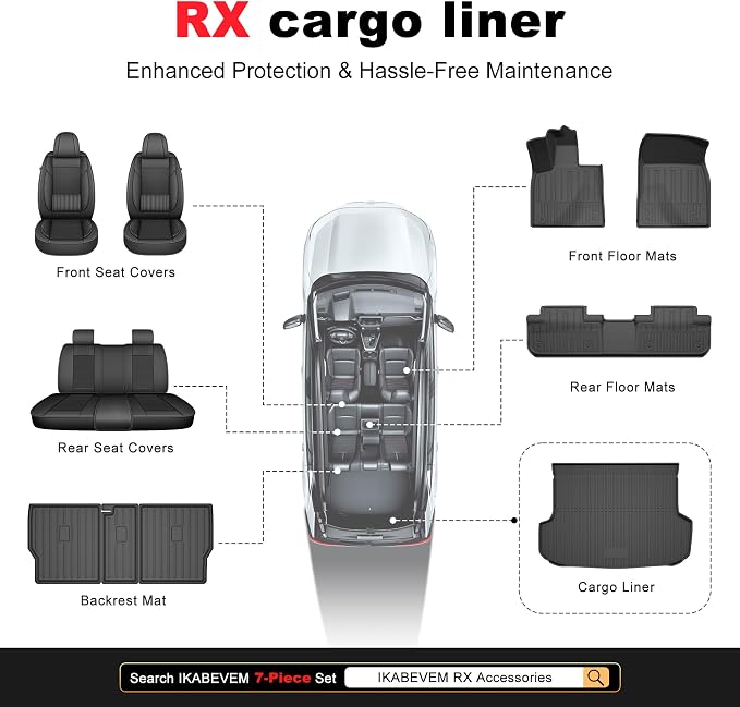 Original RX Cargo Liners for Lexus RX RX350/RX450h 2016-2022 (Not for RX350L & RX450hL) - Custom Fit TPE All Weather Rubber Trunk Liner Odorless Anti-Slip Cargo Mat