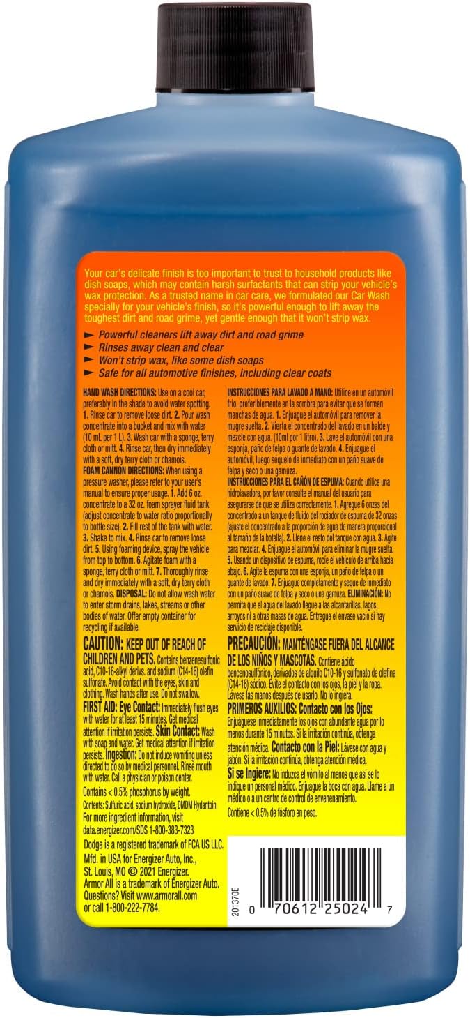 Armor All Car Wash Soap, Powerful Car Cleaner Foam Soap That Lifts Away Dirt, and Preserves Wax, 24 Fl Oz
