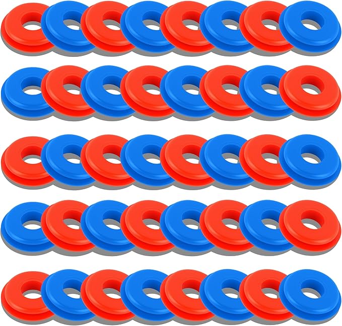 40PCS Glad Hand Seals for Glad Hand Air Hose,Rubber Gladhand Seals of Semi Truck Accessories,Air Lines for Semi Truck Car Accessories Compatible with Tramec Tectran Haldex (20PCS Red+20PCS Blue)