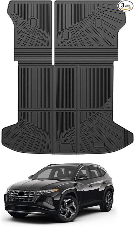 Mixsuper Cargo Liner for Hyundai Tucson 2022-2025 2026 Gas (Non for Hybrid& Plug-in Hybrid), All Weather Trunk Mat Backrest Mat TPE Back Seat Cover Protector for Tucson Accessories