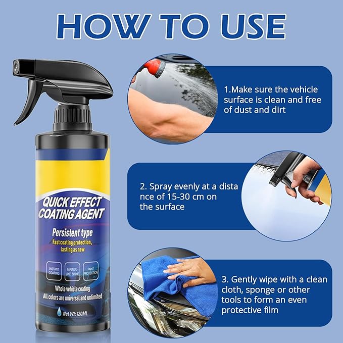 2 Pack Quick Effect Coating Agent for Car - 2026 Upgrade Car Coating Spray, Scratch Repair, Oil Film Removal,Helps Refresh Exterior Gloss & Reduce Surface Buildup (Blue) (Blue)