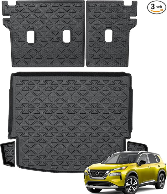 KUST Trunk Cargo Mat for Nissan Rogue 2021-2025 2026, TPE Rubber Cargo Liner with Backrest Mat for Rogue Accessories Rear Trunk Liner High Edge