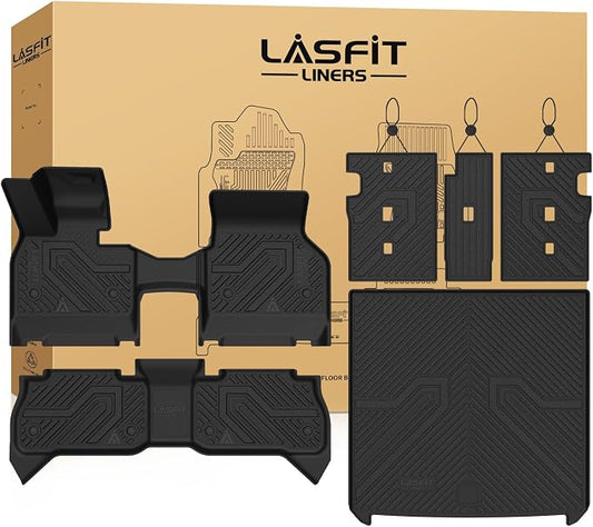 LASFIT Full Set Floor Mats for BMW IX 2022-2026 Custom Fit TPE All Weather 1st & 2nd Row & Seat Back Mat & Cargo Mat Car Mats and Trunk Liners Accessories for xDrive45 xDrive50 xDrive60 M60 M70