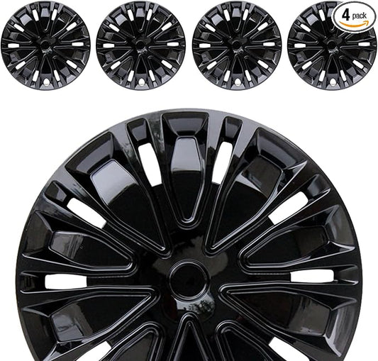 Hubcap Wheel Cover Replacement R16 Hub Caps Universal-Fit Steel Wheel Rim Cover ABS Material Exterior Accessories for Car Truck SUV -Set of 4（16-inch，Black）