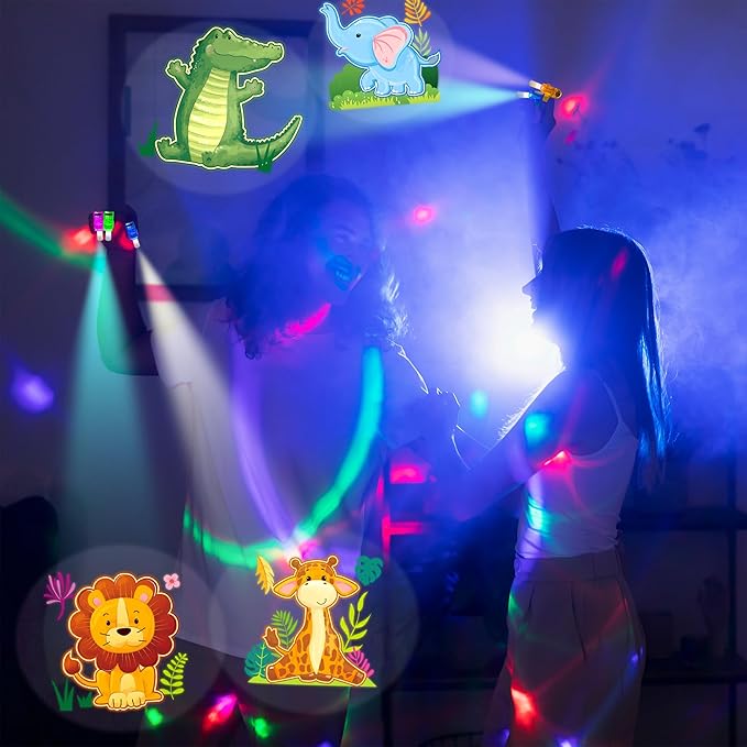 24PCS Jungle Safari Party Favors-LED Finger Lights：Glow-in-the-Dark Light-Up Toys Bulk for Kids,Animal Theme Birthday Party Decorations Supplies, Party Goodie Bags, Classroom Prizes, Fun Gifts