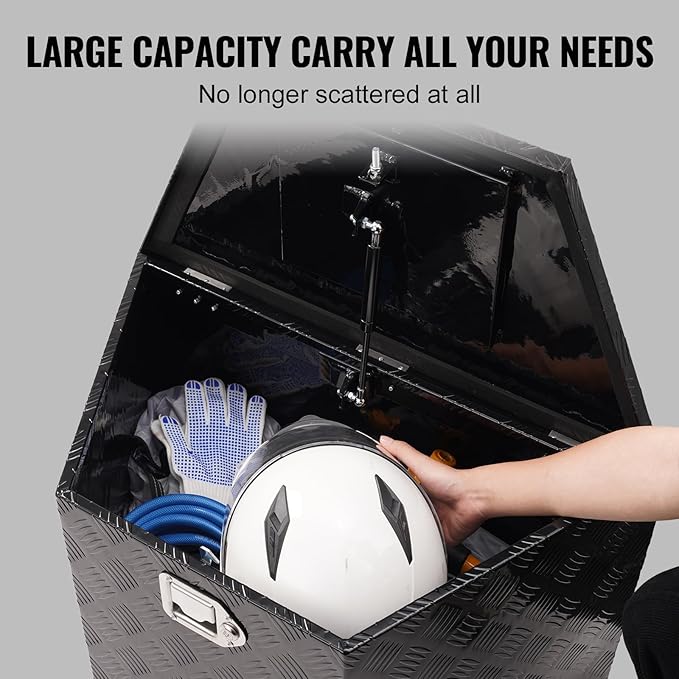 VEVOR Trailer Tongue Box, Heavy Duty Trailer Tongue Tool Box Storage Organizer with Lock & Keys, Utility Tool Chest for Pickup Truck Bed, RV, SUV, Off-Road Vehicle, Aluminum, 39" x 16.5" x 12", Black