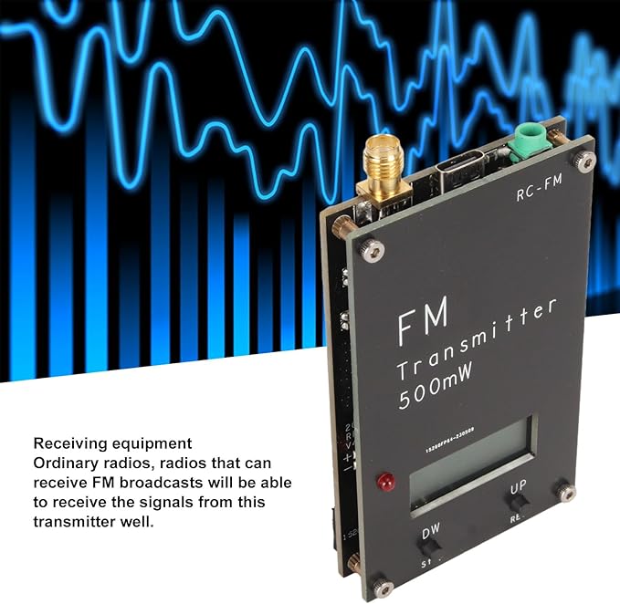 Fm Transmitter Stereo Transmitter, 500mW FM Transmitter with LCD Screen Type C Port 320 Transmitter Frequencies for Church Parking Lot