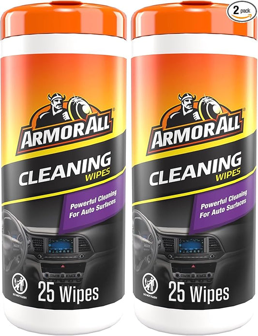 Armor All Interior Cleaner Wipes - Car, Truck & Motorcycle, 25 Count (Pack of 2)