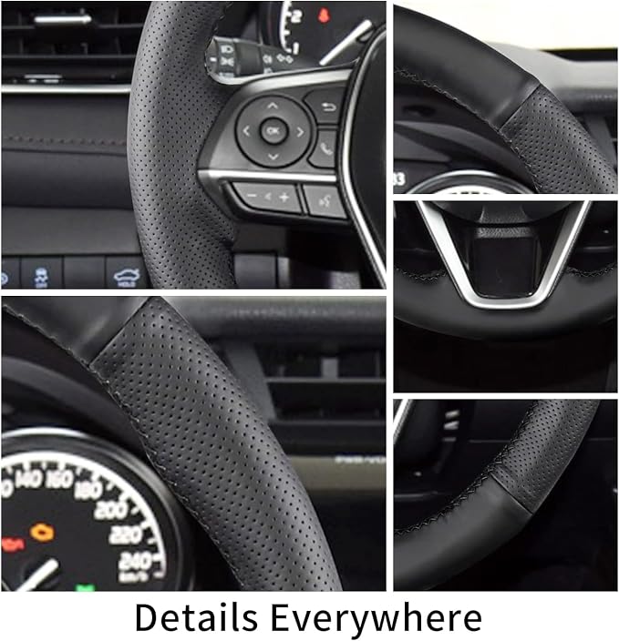Hand Sewn Steering Wheel Cover for Toyota RAV4/Avalon/Camry/Corolla | Fit for Toyota RAV4 SUV 2019-2024 / Avalon 2019-2022 / Camry 2018-2024 / Corolla 2020-2025