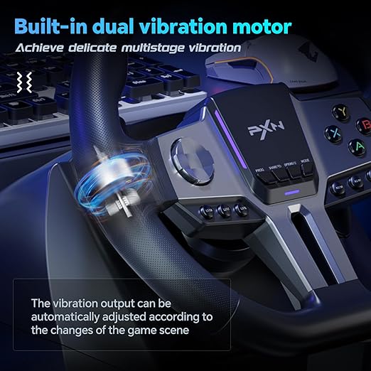 PXN PC Steering Wheel, V9 GEN2 Universal Usb Car Sim 270/900 Degree Race Steering Wheel with 3-Pedals and Shifter Bundle for PC, Xbox One, Xbox Series X/S, PS4, PS3