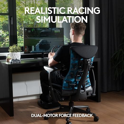 Logitech G29 Driving Force Racing Wheel and Floor Pedals, Real Force Feedback, Leather Steering Wheel Cover for PS5, PS4, PC, Mac - Black (Renewed)
