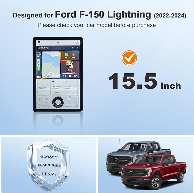 2024 F150 Lightning Screen Protector for 2022-2026 Ford F-150 Lightning Platinum/Lariat/Flash SYNC 4A 15.5In Electric Truck Accessories Tempered Glass Protective Film