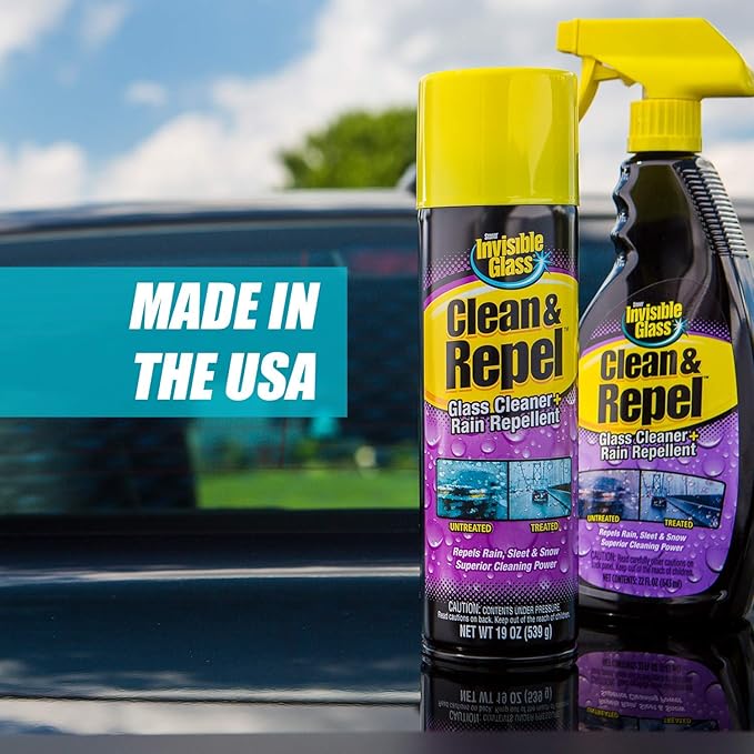 Invisible Glass 91184 19-Ounce Premium Glass Cleaner with Rain Repellent for Exterior Automotive Glass and Windshields to Shield Against Rain, Snow, and Sleet, 2 Pack