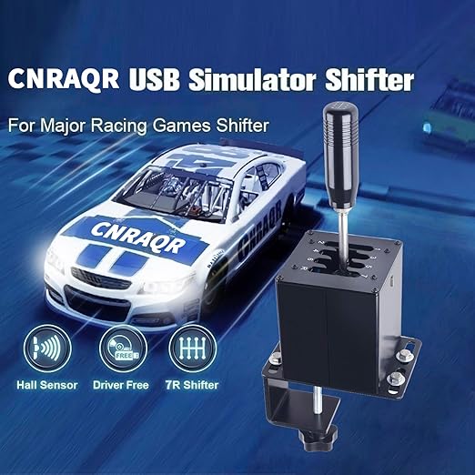 CNRAQR PC USB Simulator Shifter 7+R H Gear Shifter with L Shape Clamp Set for Gear shift PC Windows Steering Compatible with G29/G27/G25, T300RS/GT Wheel