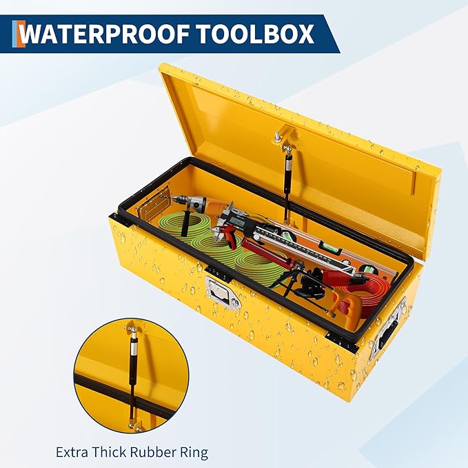 39 Inch Heavy Duty Steel Truck Bed Tool Box Truck Car Outdoor Trailer Pickup Toolbox, RV Storage Organizer w/Lock & Keys