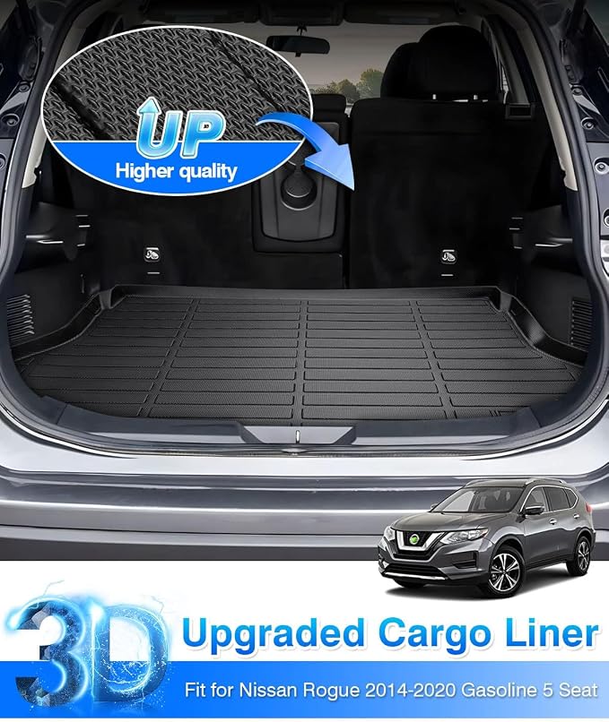 Cartist Cargo Liner Custom Fit for Nissan Rogue SV S SL 2014-2020 All Weather Trunk Mat Black for Nissan Rogue Accessories (Not Fit 7-Seat/Rogue Select/Rogue Sport/Hybrid Models)