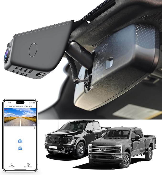 Mangoal F150 Dash Cam 4K Custom fit for Ford F150 2018-2026 F250/F350/F450 Super Duty 2020-2026 XLT Lariat King Ranch Raptor Limited Platinum(Model A), UHD 2160P Video, WiFi, App, 64GB Card