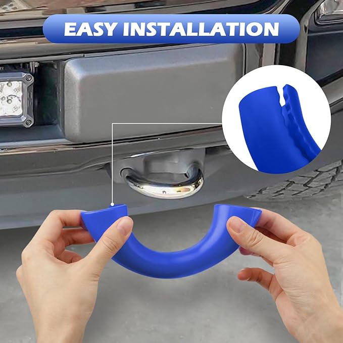 Tow Hooks Covers for Ford F150 2004-2026 Bronco Base/Big Bend/Outer Banks 2021-2026 Compatible with Toyota Tundra Accessories 2017-2021 (Blue)