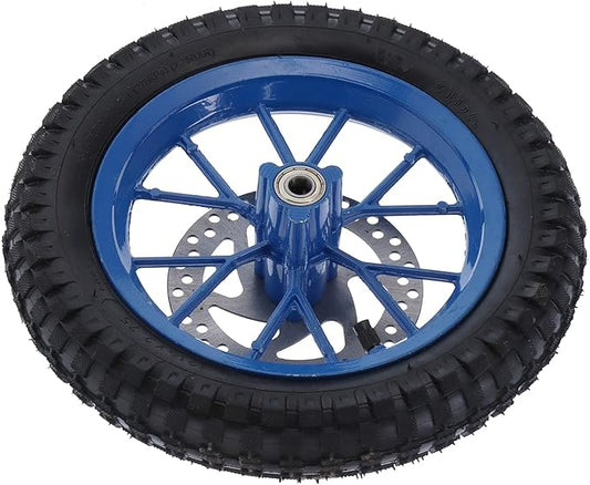12.5 Inch Front Dirt Bike Tire,Mini Bike Front Wheel and Tire Disc Brake,Tyre Rubber Front Wheel Tire 12.5X2.75In Disc Brake Sprocket Bolts for 2 Stroke Mini Dirt Bike(C (Blue))