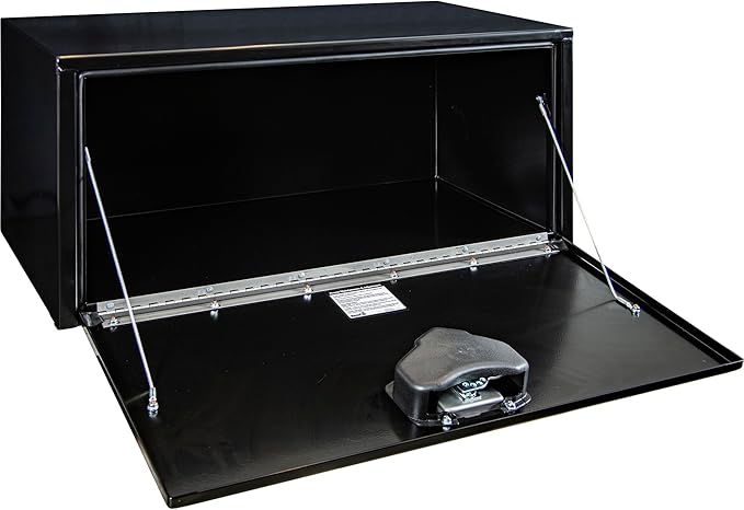 Buyers Products 1702305 Black Steel Underbody Truck Tool Box – 18 x 18 x 36 Inch - Truck Bed & Underbelly RV Storage Box, Locking T-Latch, Weather-Resistant, Heavy-Duty Flatbed Job Box, Made in USA