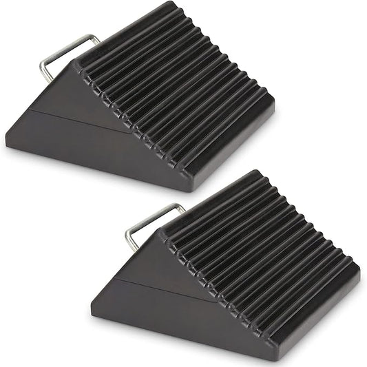 Wheel Chocks for Cars, RVs, Trucks, Trailers, and Vehicles G.V.W. up to 6T, 2 Pack - Anti Slip Bottom Tire Chock for All Weather Use - RV, Travel Trailer, Pop Up Camper Accessory