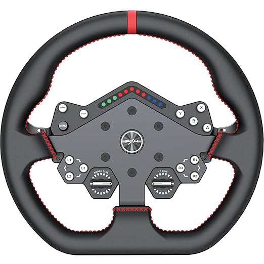 PXN W DS R2 Gaming Racing Wheel – Quick Release, 4 Paddle Shifters, Dynamic RGB Rev Lights, Microfiber Leather Grip, 11.8-Inch PC Steering Wheel, Compatible with VD4 / VD6 / VD10 Direct Drive Bases