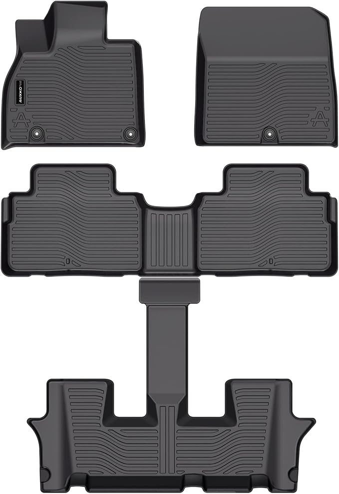 Auxko All Weather Floor Mats Fit for Kia Telluride 2020-2025 with 2nd Bucket Seat Without Center Console Liner Telluride Accessory All Season Guard Odorless Anti-Slip Floor Mat
