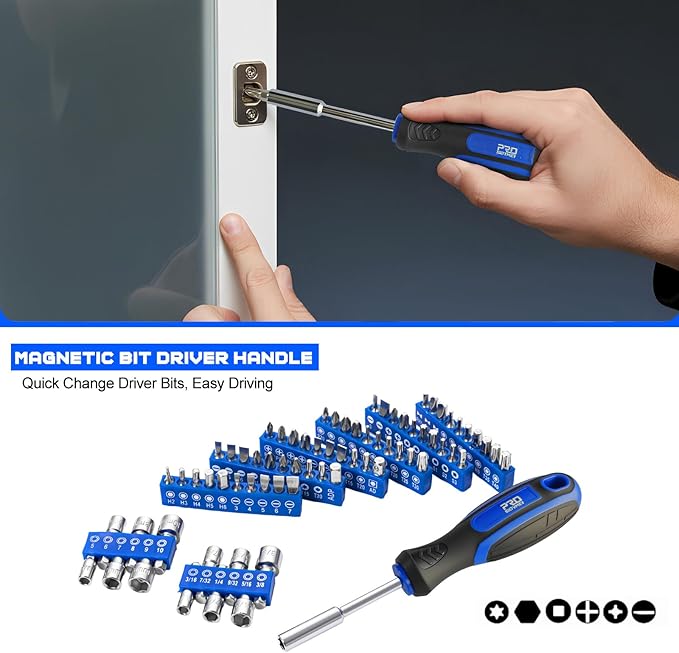 Prostormer Mechanics Tool Set with Drawer Box, 279-Piece SAE and Metric Mechanic Tool Kit with Wrenches & Sockets, General Tool Kit for Car, Motorcycle, Home Repair (Blue)