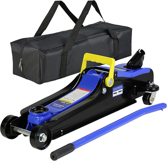 2 Ton Low Profile Floor Jack, Professional Trolley Hydraulic Jack, Heavy Duty Steel Racing Floor Jack with Single Piston Quick Lift Pump, 2Ton (4,000 lb) Capacity, Lift Range 3.3"-15.2"