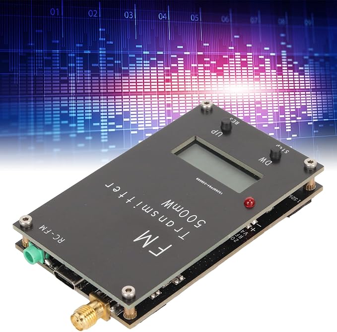 Digital FM Transmitter Module, 2000M 500mW FM Stereo Transmitter with LCD Screen, Stereo Sound, 3.5mm Connector, USB C Port, for Small FM Radio Station
