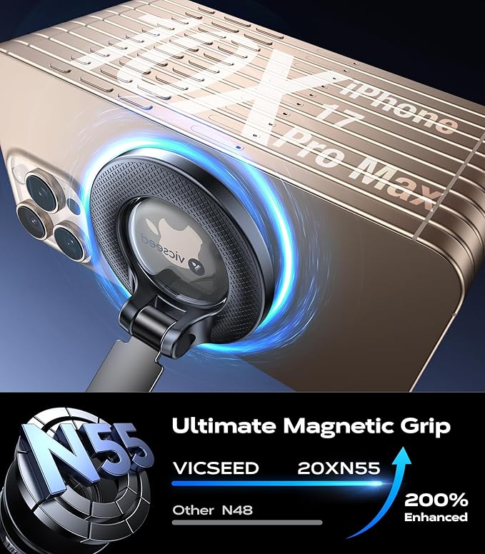 VICSEED 2026 Upgraded Car Phone Holder for Magsafe Car Mount [85 LBS Strongest Suction] Vacuum Magnetic Phone Holders for Your Car 360° Adjustable Car Phone Mount for iPhone 17 Pro Max 16 15 14 Pink